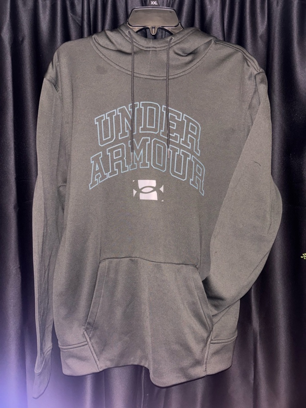 Under Armour Men's Black Crewneck Hoodie with Light Blue Logo
